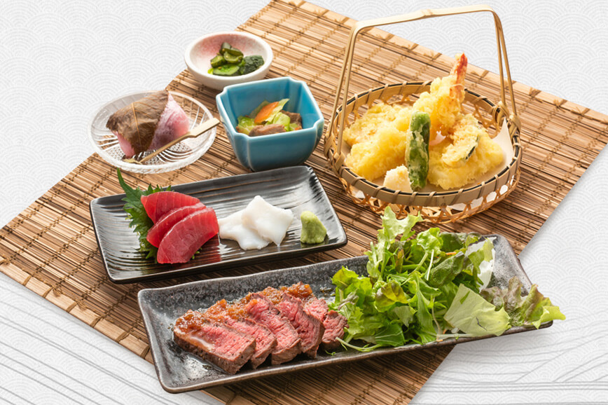 マグロの刺身付焼き魚定食